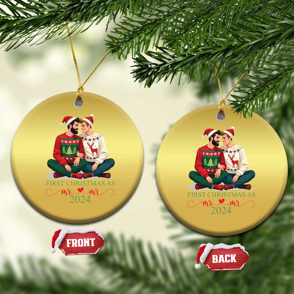 Our First Christmas As Mr Mr 2024 Christmas Ornament LGBT Gay Couple Xmas TS09