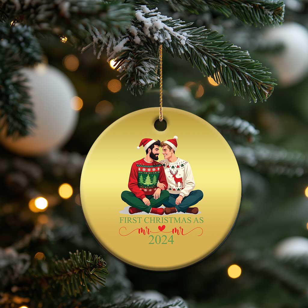 Our First Christmas As Mr Mr 2024 Christmas Ornament LGBT Gay Couple Xmas TS09