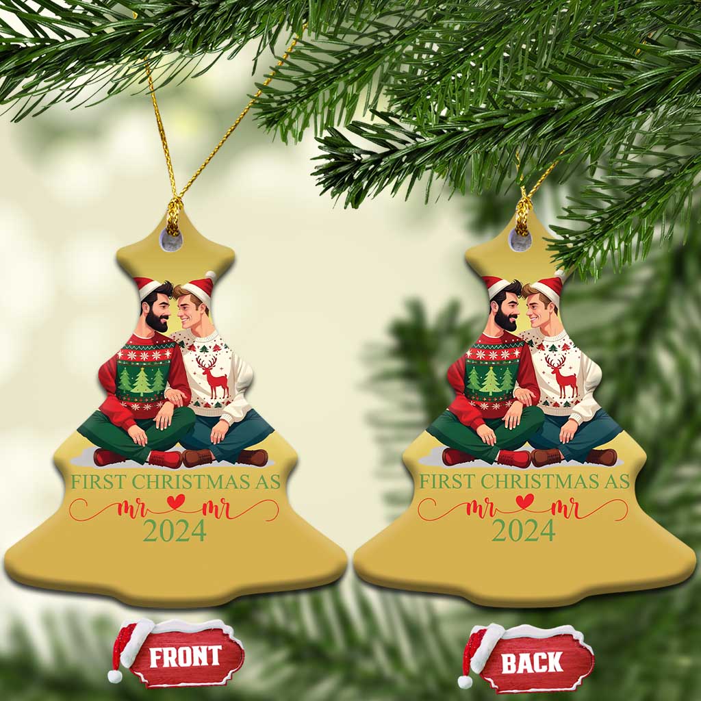 Our First Christmas As Mr Mr 2024 Christmas Ornament LGBT Gay Couple Xmas TS09