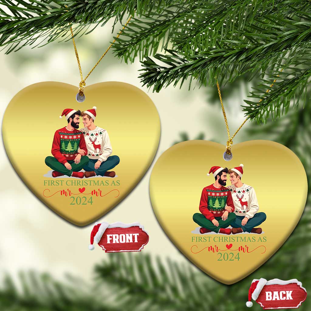 Our First Christmas As Mr Mr 2024 Christmas Ornament LGBT Gay Couple Xmas TS09
