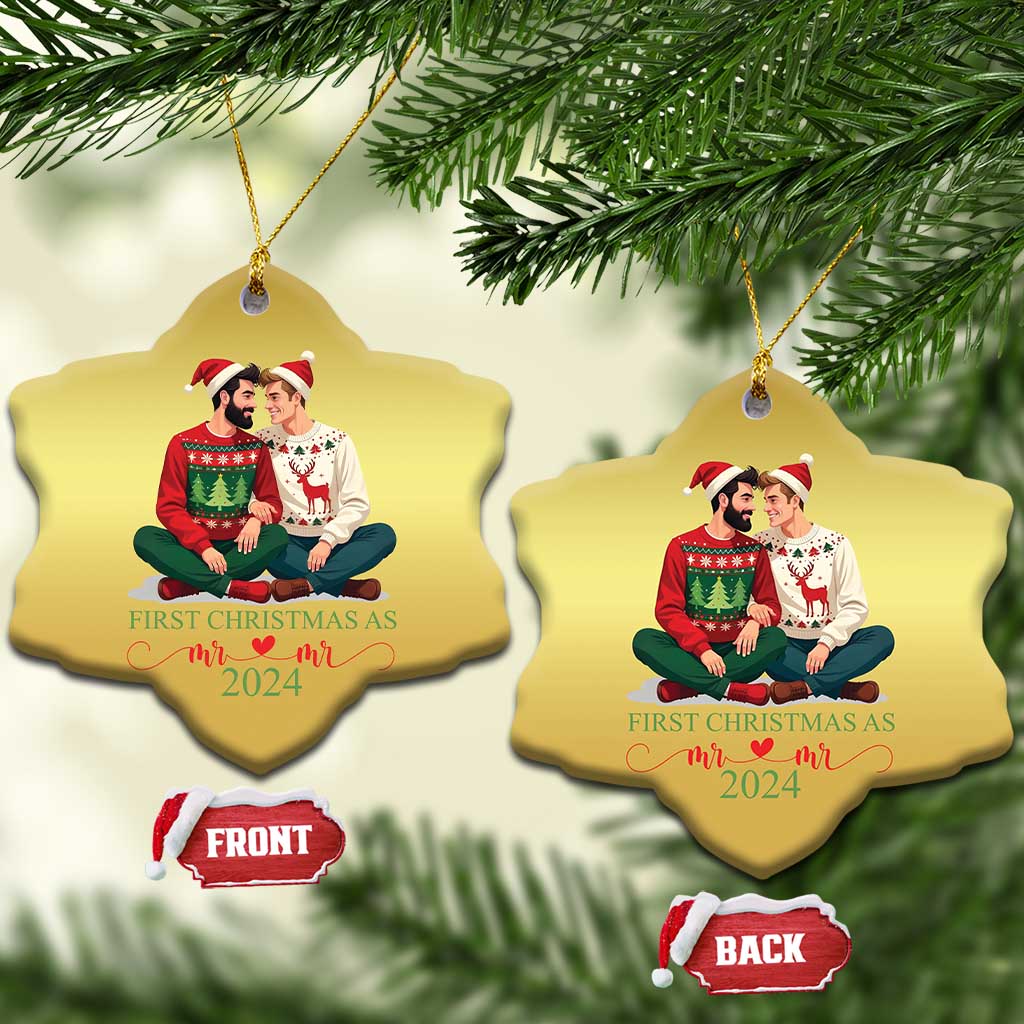 Our First Christmas As Mr Mr 2024 Christmas Ornament LGBT Gay Couple Xmas TS09