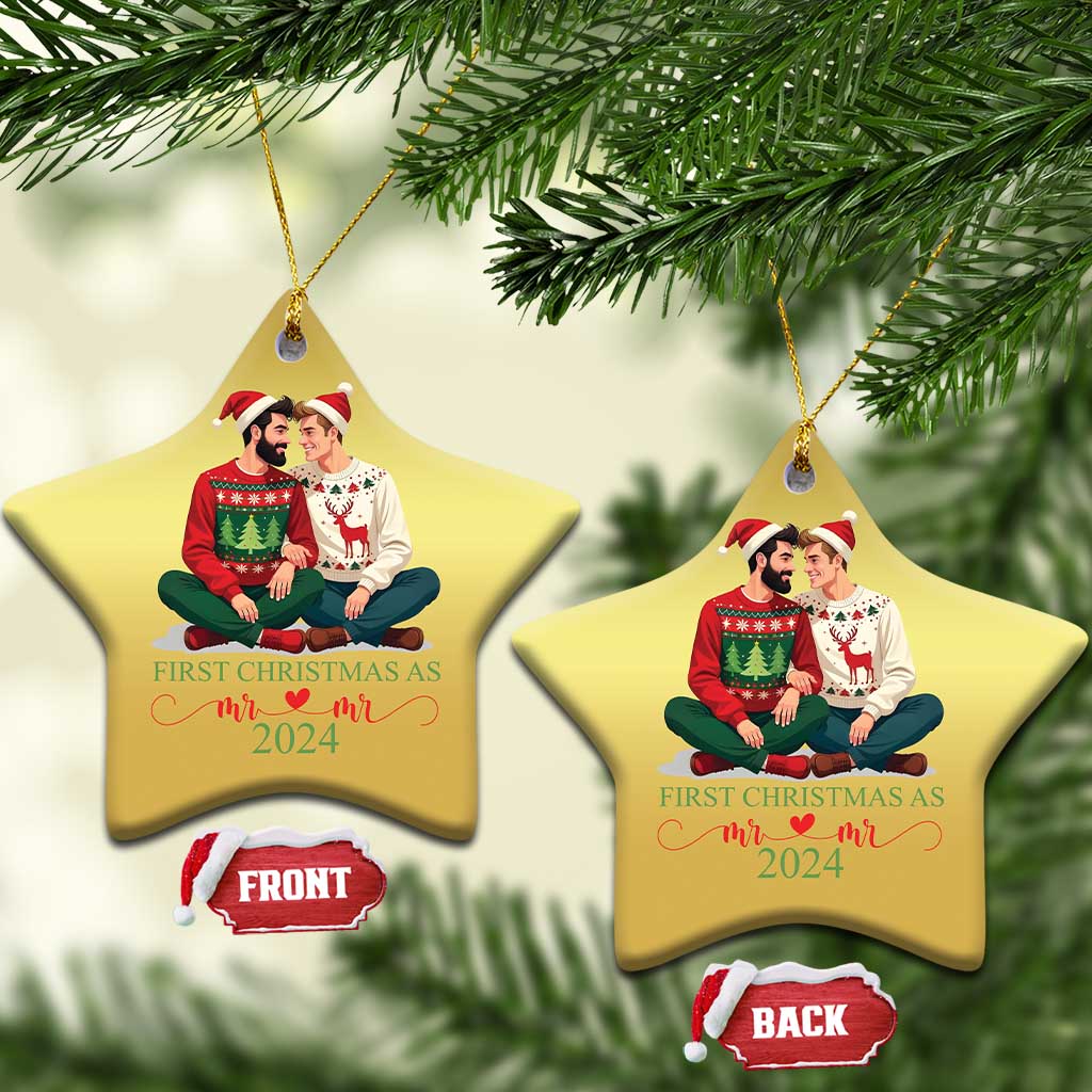 Our First Christmas As Mr Mr 2024 Christmas Ornament LGBT Gay Couple Xmas TS09