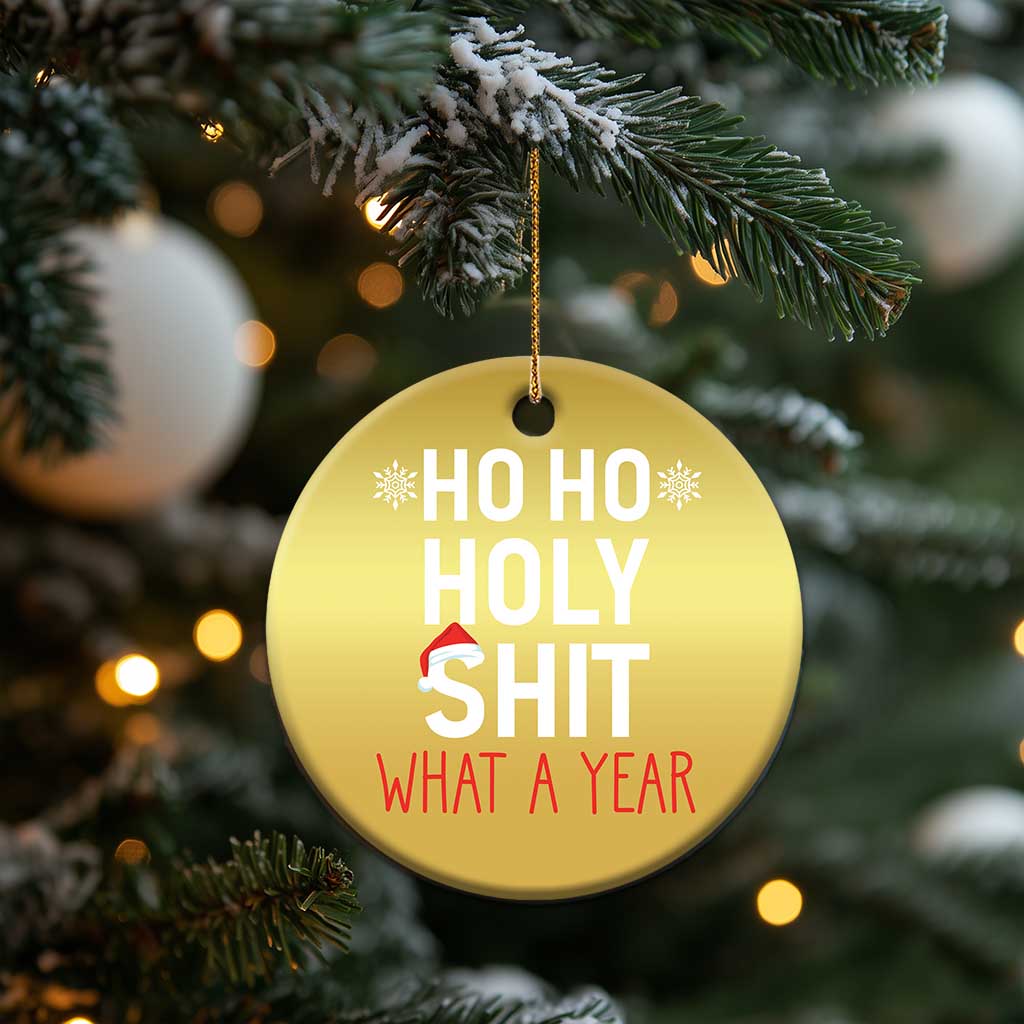 Funny Xmas Christmas Ornament Ho Ho Holy Shit What A Year TS09