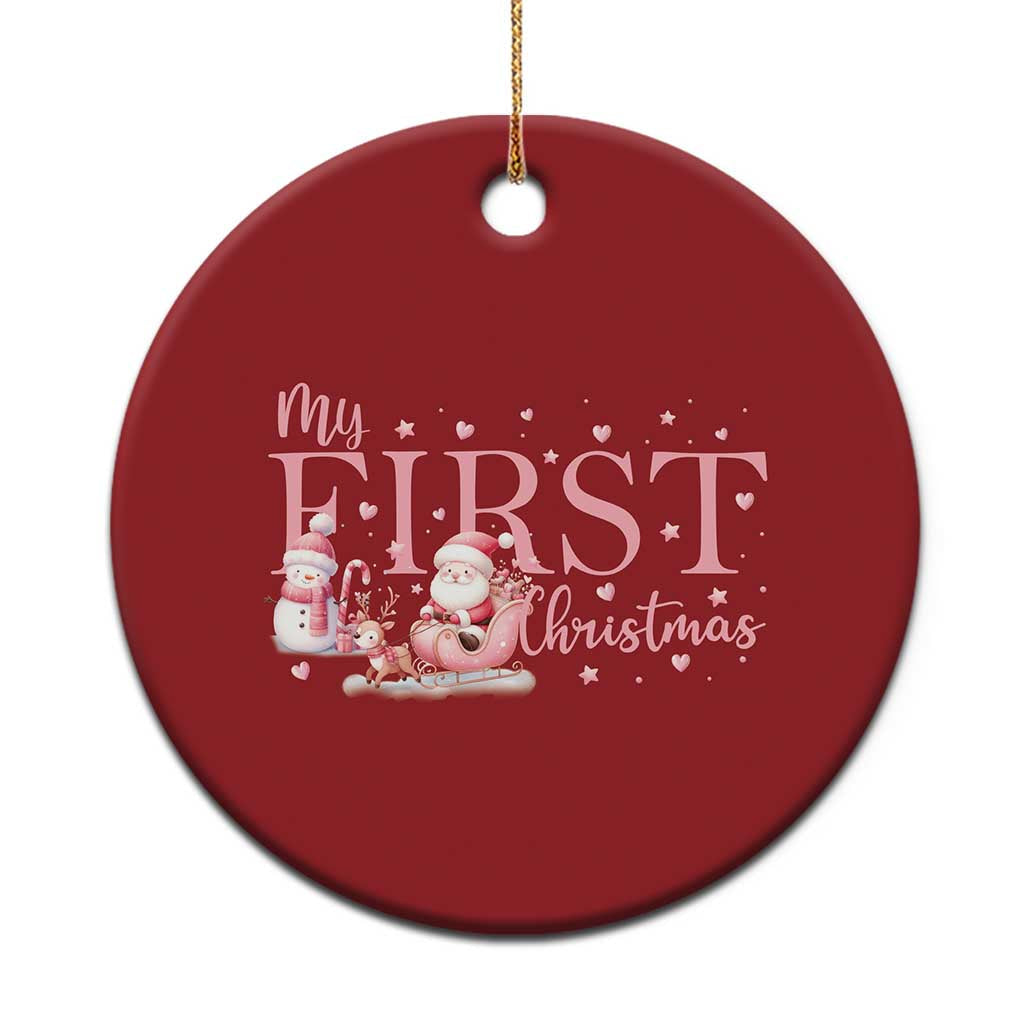 Cute First Xmas Christmas Ornament Pink Santa Snowman TS09
