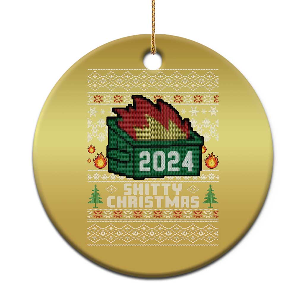 Funny Shitty Christmas 2024 Dumpster Fire Christmas Ornament TS09