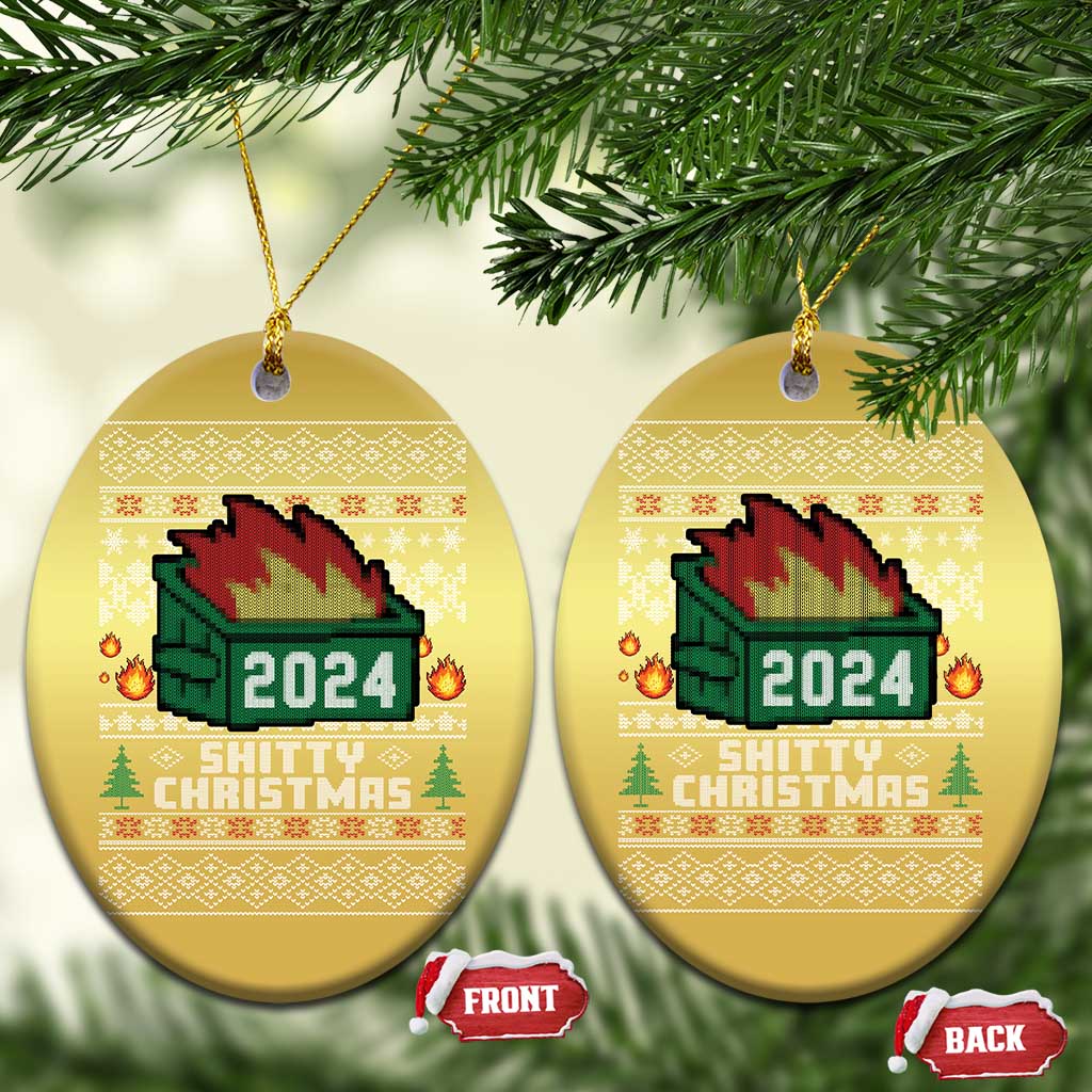 Funny Shitty Christmas 2024 Dumpster Fire Christmas Ornament TS09