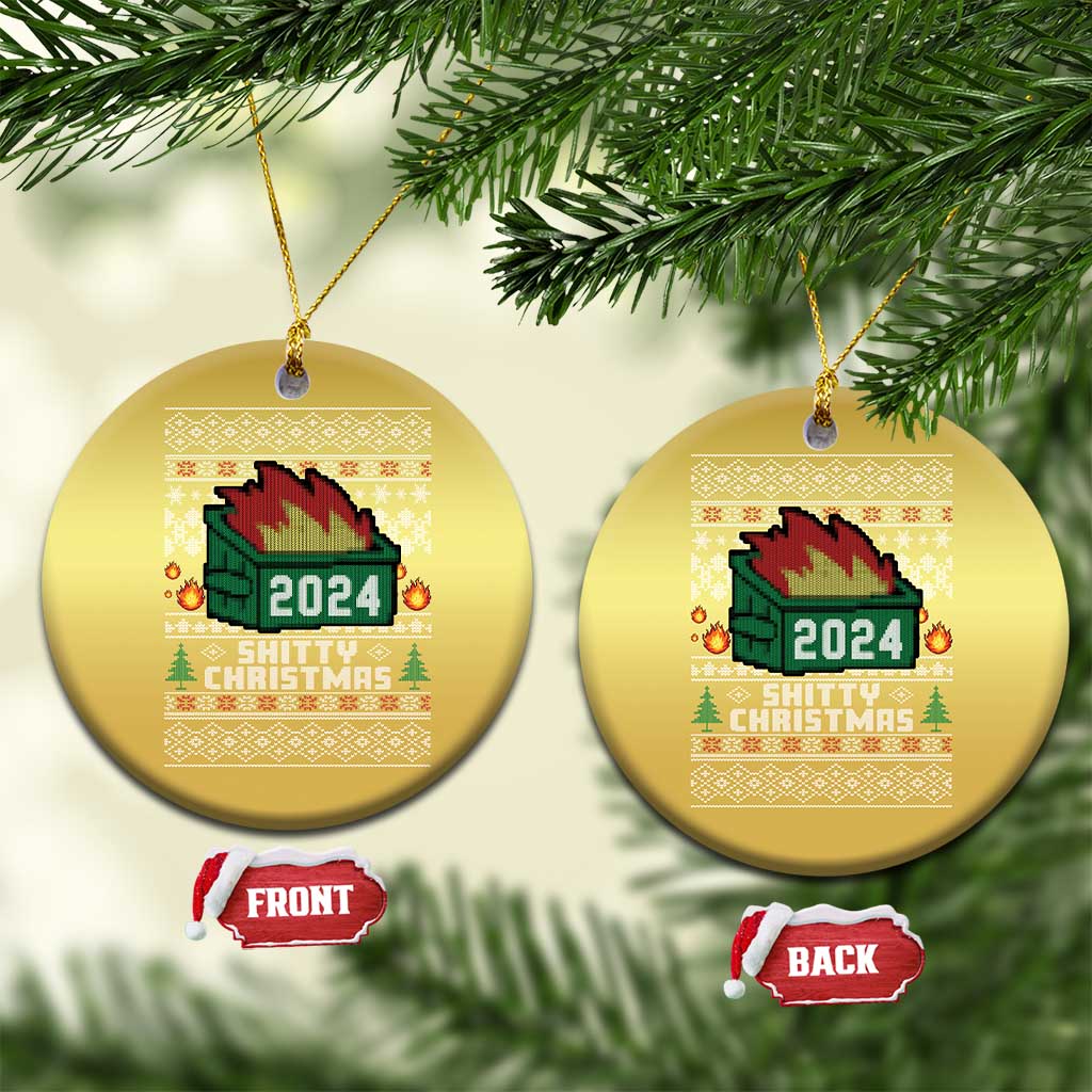 Funny Shitty Christmas 2024 Dumpster Fire Christmas Ornament TS09