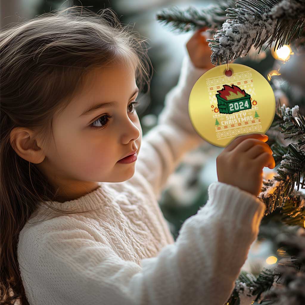 Funny Shitty Christmas 2024 Dumpster Fire Christmas Ornament TS09