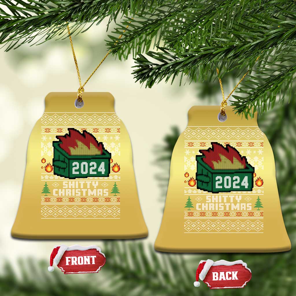 Funny Shitty Christmas 2024 Dumpster Fire Christmas Ornament TS09