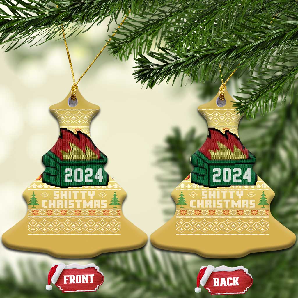 Funny Shitty Christmas 2024 Dumpster Fire Christmas Ornament TS09