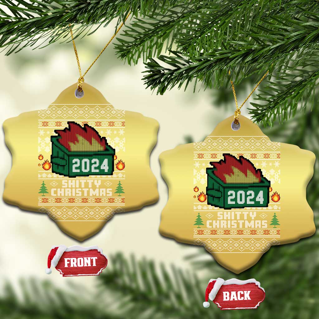 Funny Shitty Christmas 2024 Dumpster Fire Christmas Ornament TS09