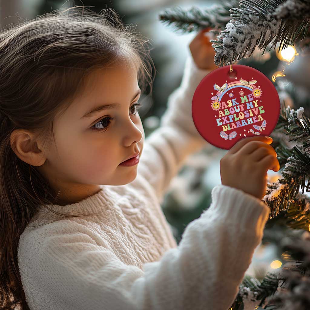 Ask Me About My Explosive Diarrhea Christmas Ornament Funny Edgy Adult Humor TS10