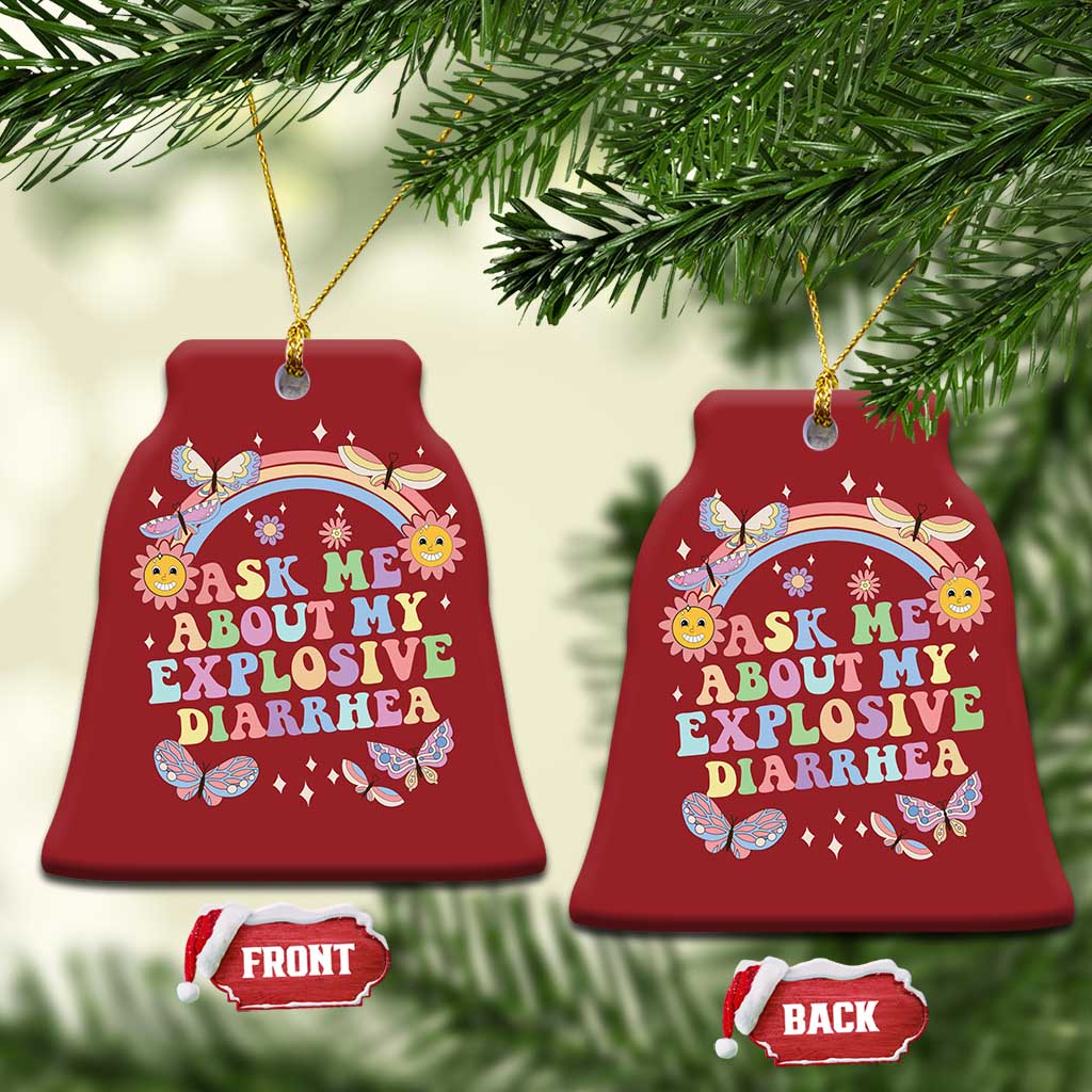 Ask Me About My Explosive Diarrhea Christmas Ornament Funny Edgy Adult Humor TS10