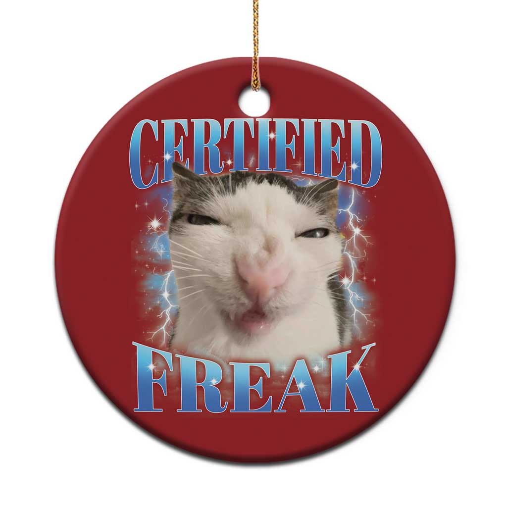 Certified Freak Funny Cat Meme Christmas Ornament Internet Memes Gen Z TS10