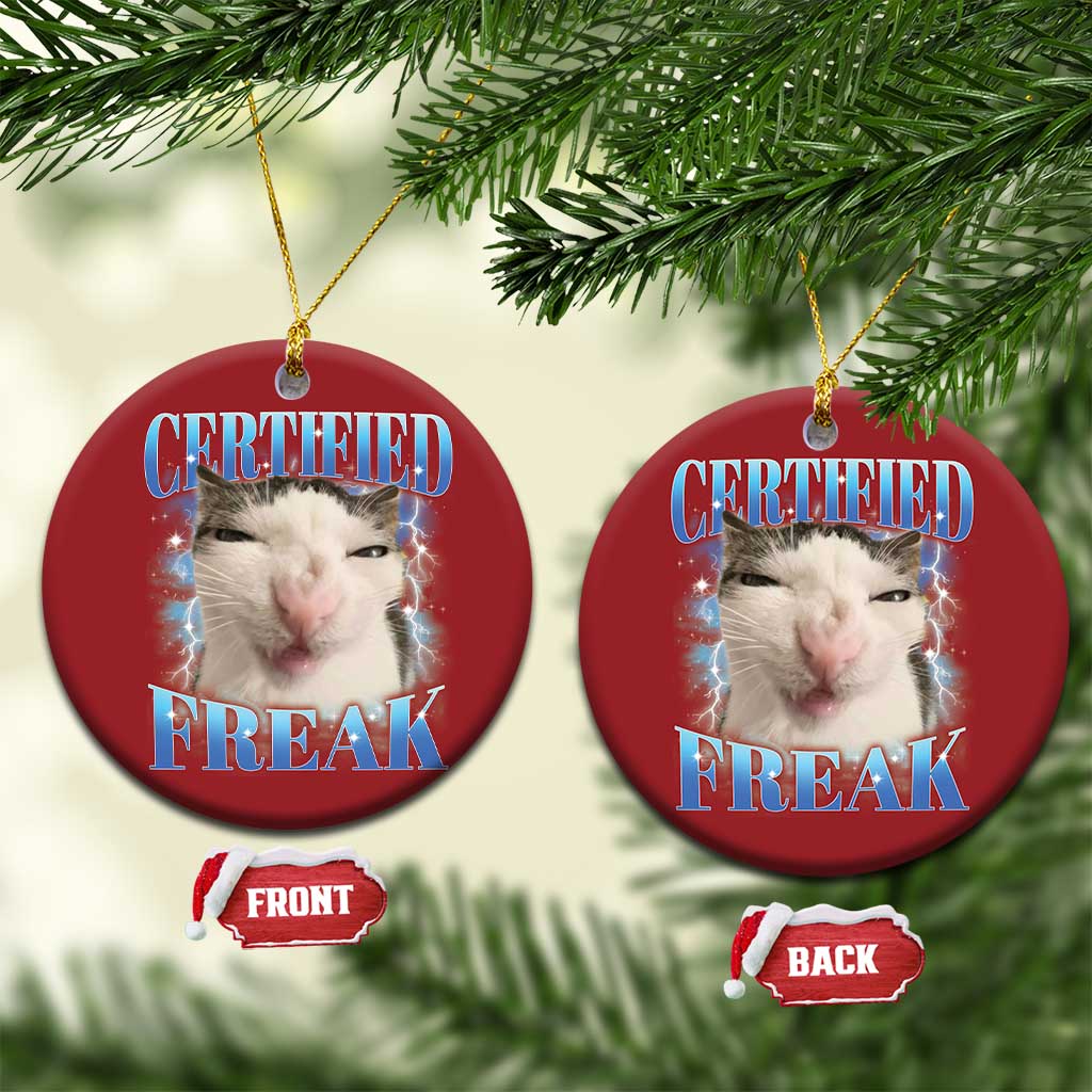 Certified Freak Funny Cat Meme Christmas Ornament Internet Memes Gen Z TS10