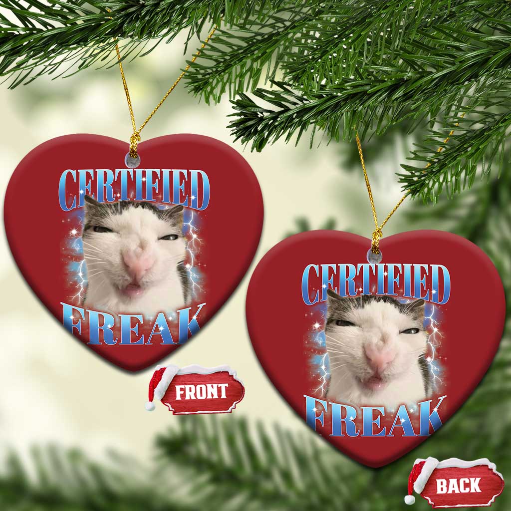 Certified Freak Funny Cat Meme Christmas Ornament Internet Memes Gen Z TS10