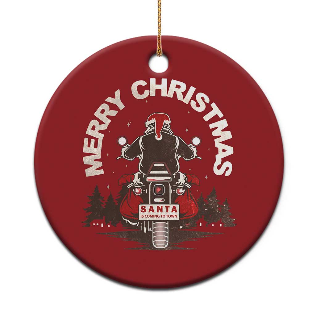 Motorcycle Christmas Ornament Santa Riding to Town Merry Xmas TS10