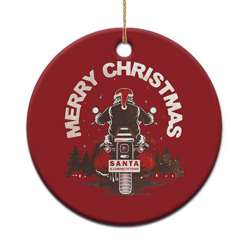 Motorcycle Christmas Ornament Santa Riding to Town Merry Xmas TS10