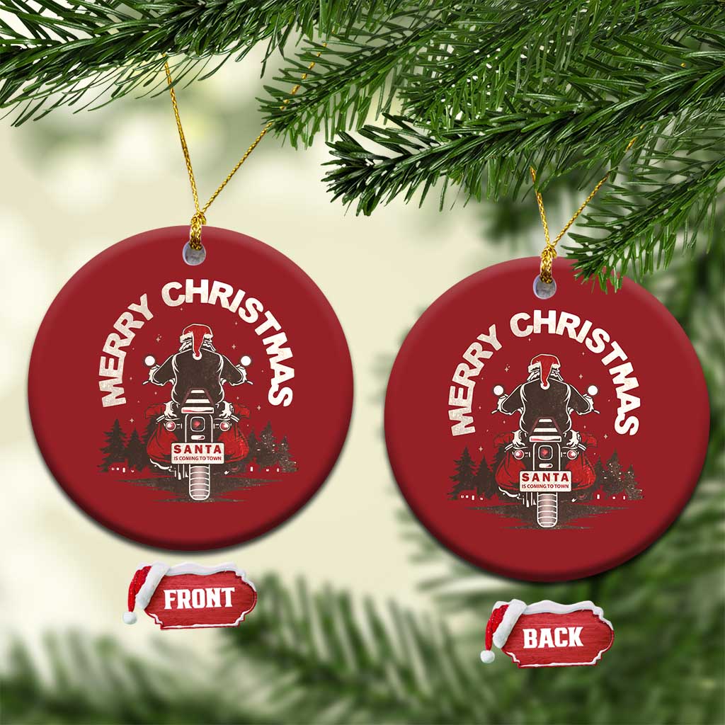 Motorcycle Christmas Ornament Santa Riding to Town Merry Xmas TS10