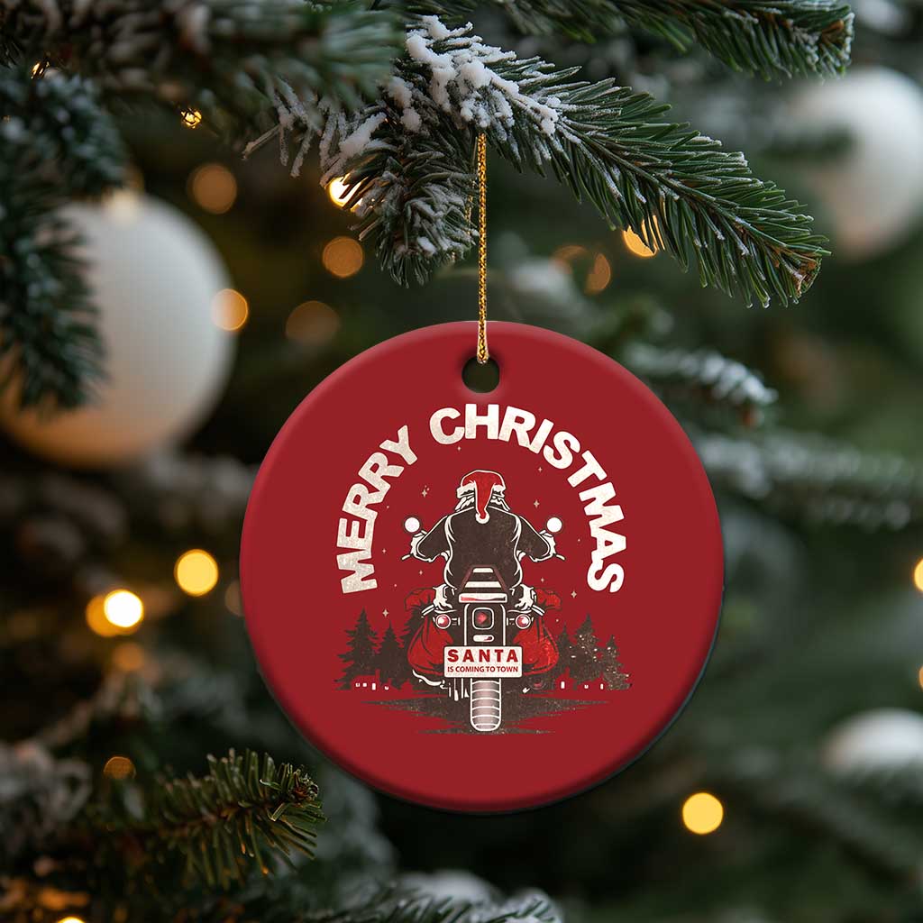 Motorcycle Christmas Ornament Santa Riding to Town Merry Xmas TS10