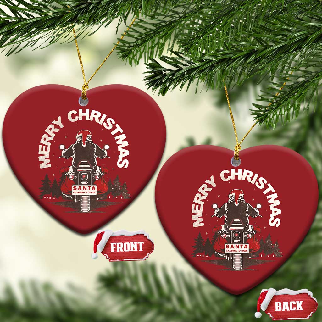 Motorcycle Christmas Ornament Santa Riding to Town Merry Xmas TS10
