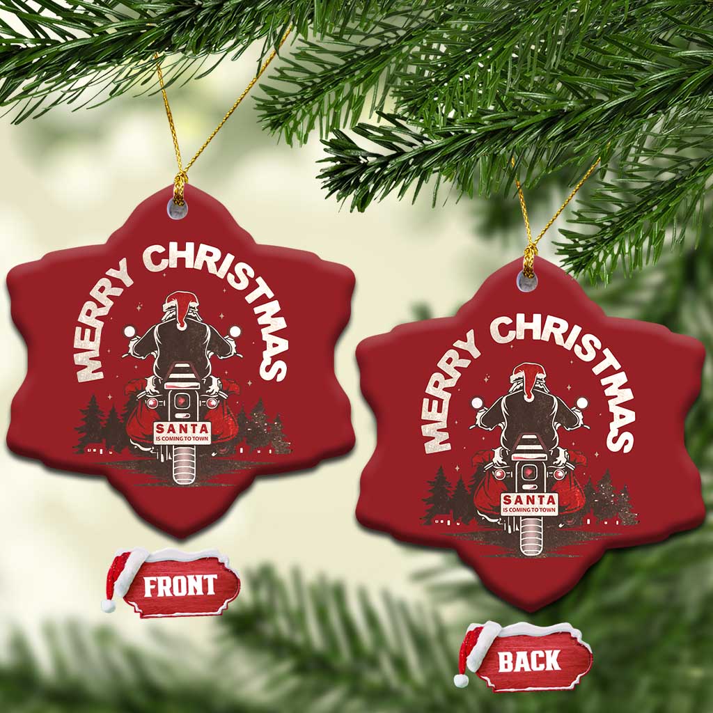 Motorcycle Christmas Ornament Santa Riding to Town Merry Xmas TS10