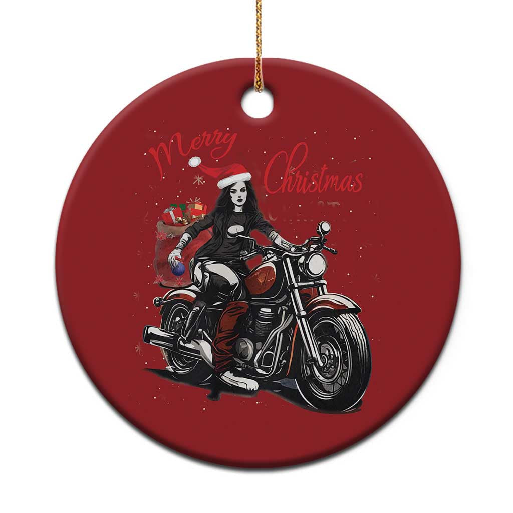 Girl Motorcycle Santa Christmas Ornament Lady Biker Merry Christmas TS10