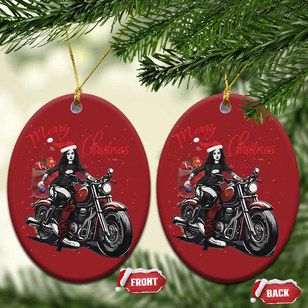 Girl Motorcycle Santa Christmas Ornament Lady Biker Merry Christmas TS10