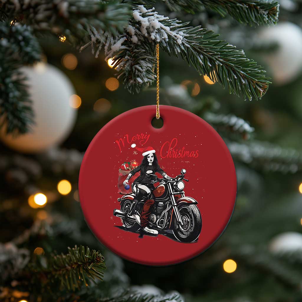 Girl Motorcycle Santa Christmas Ornament Lady Biker Merry Christmas TS10