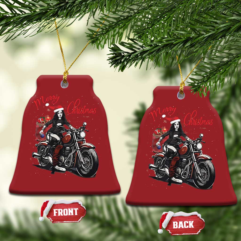Girl Motorcycle Santa Christmas Ornament Lady Biker Merry Christmas TS10