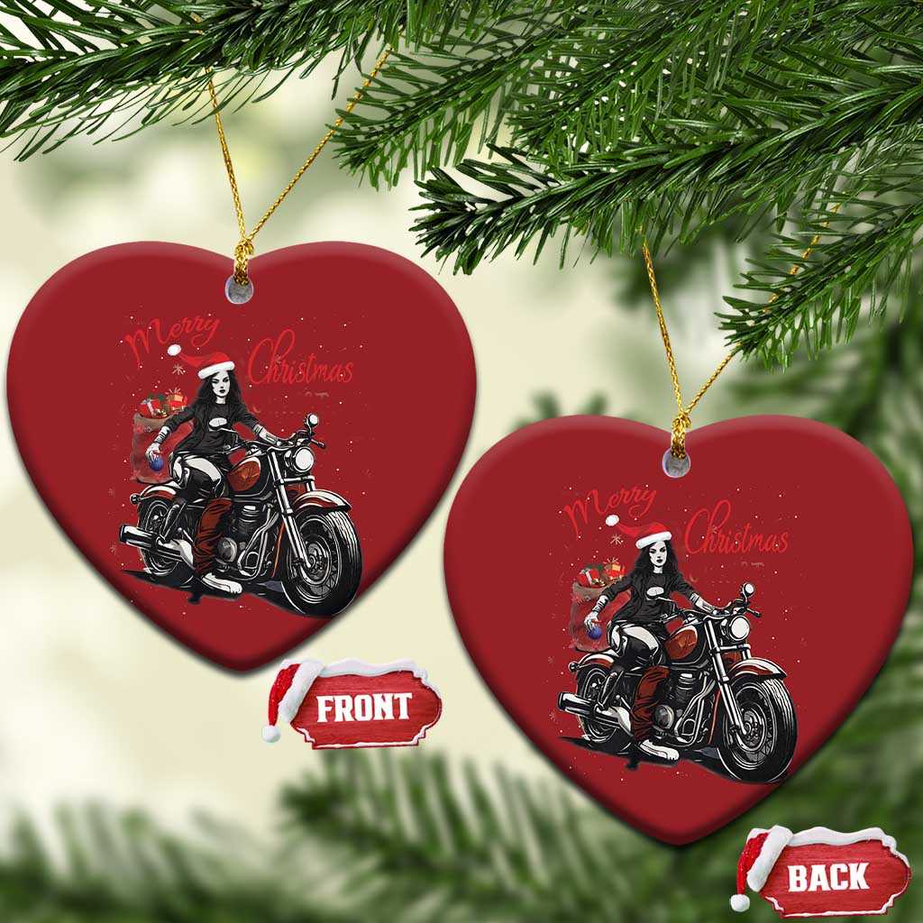 Girl Motorcycle Santa Christmas Ornament Lady Biker Merry Christmas TS10