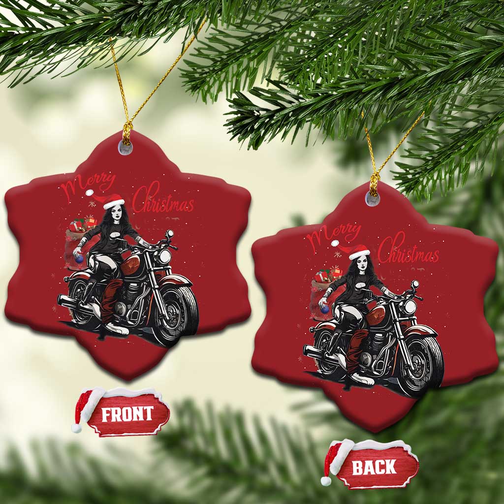 Girl Motorcycle Santa Christmas Ornament Lady Biker Merry Christmas TS10