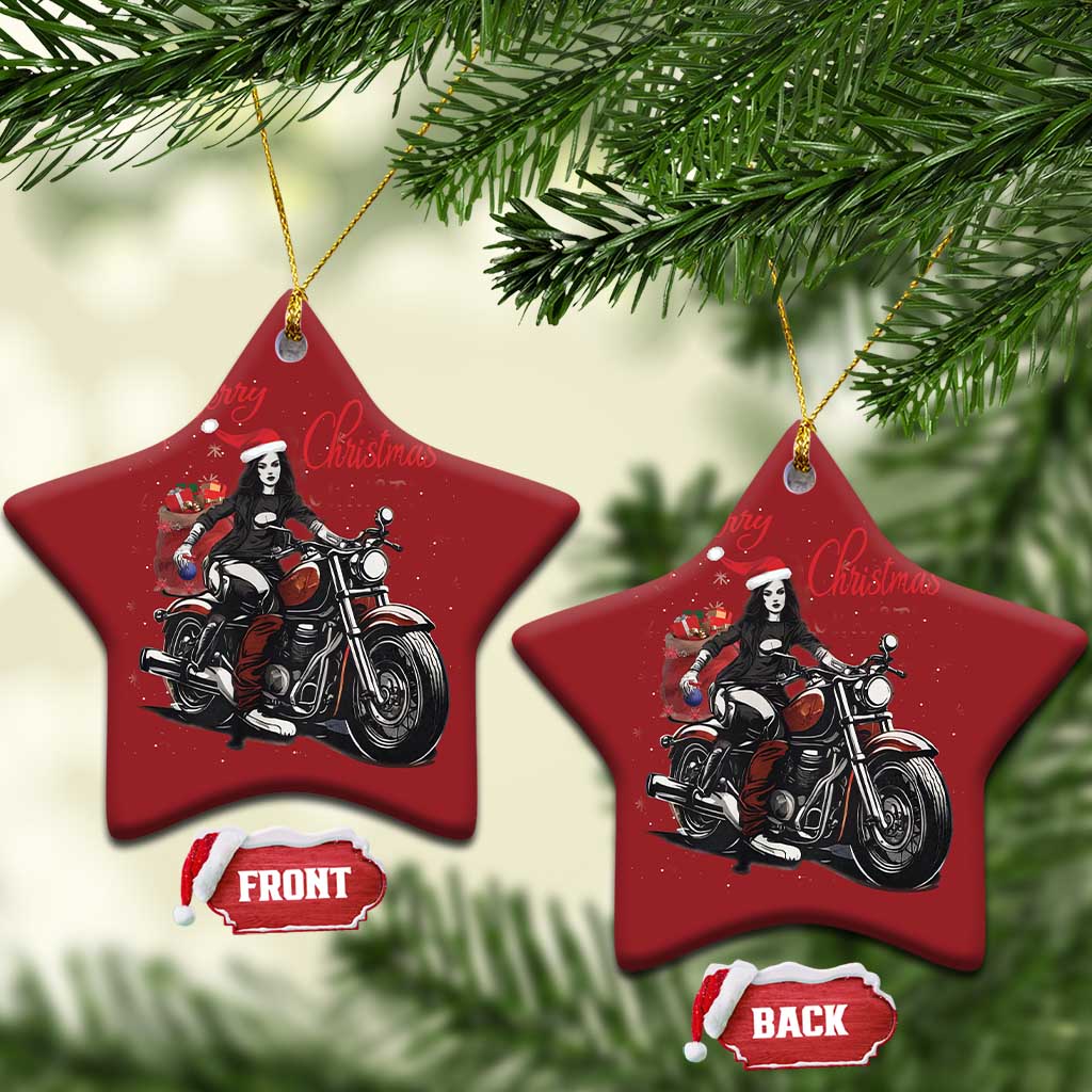 Girl Motorcycle Santa Christmas Ornament Lady Biker Merry Christmas TS10