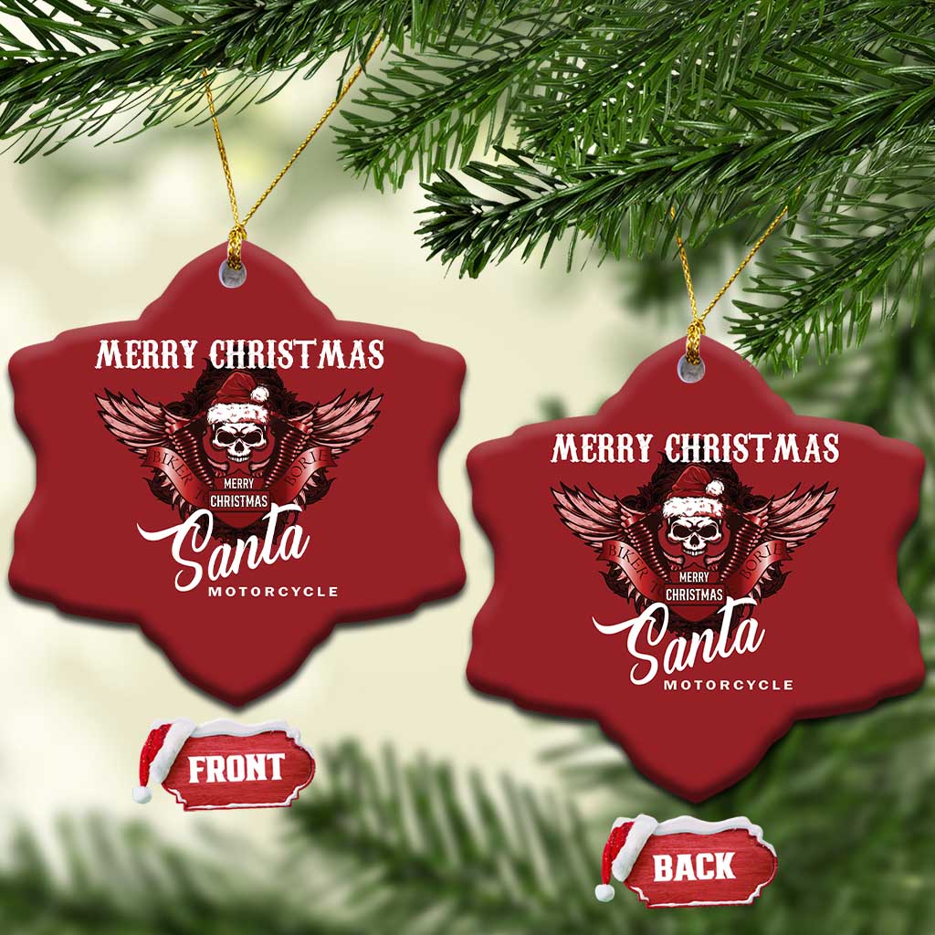 Motorcycle Biker Santa Christmas Ornament Merry Christmas Skull Xmas TS10