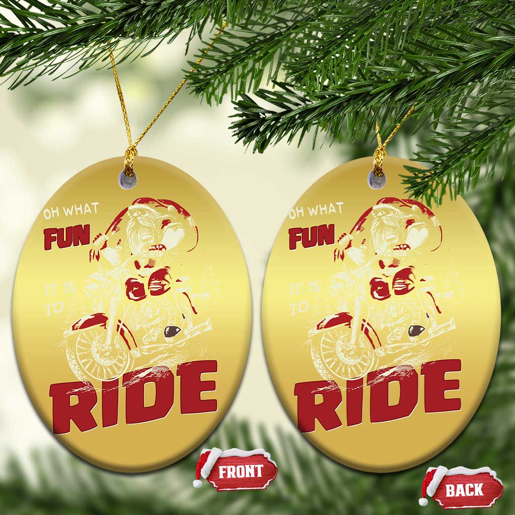 Funny Biker Christmas Ornament Oh What Fun It Is To Ride Santa Riding On A Motorcycle TS10