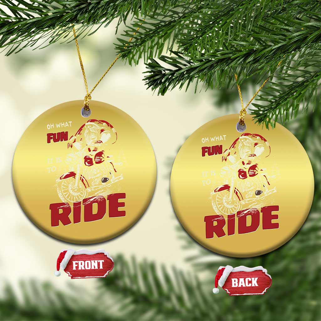 Funny Biker Christmas Ornament Oh What Fun It Is To Ride Santa Riding On A Motorcycle TS10