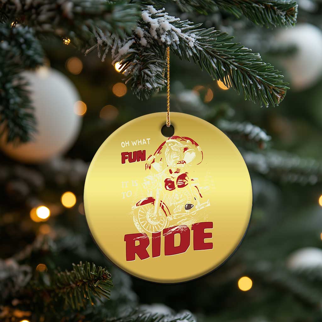 Funny Biker Christmas Ornament Oh What Fun It Is To Ride Santa Riding On A Motorcycle TS10