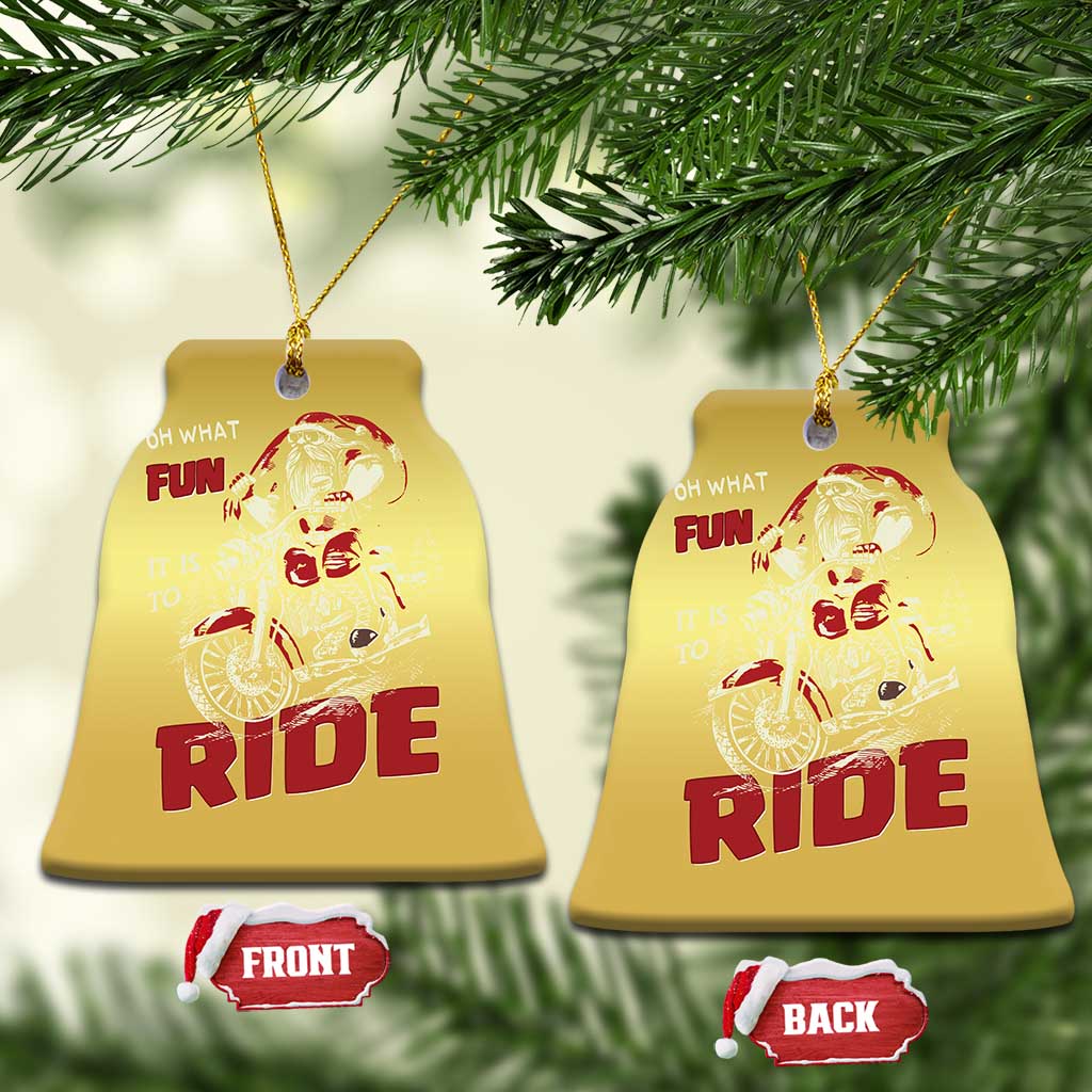 Funny Biker Christmas Ornament Oh What Fun It Is To Ride Santa Riding On A Motorcycle TS10