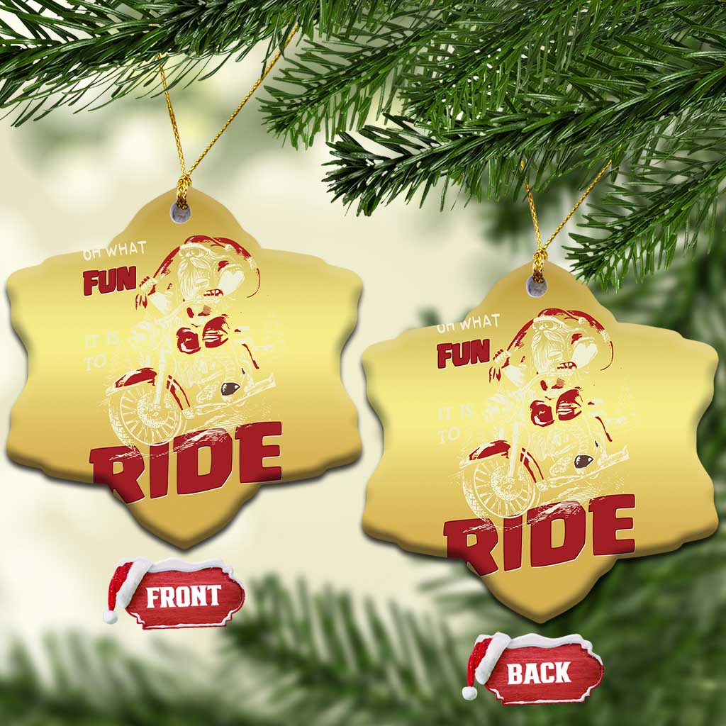 Funny Biker Christmas Ornament Oh What Fun It Is To Ride Santa Riding On A Motorcycle TS10