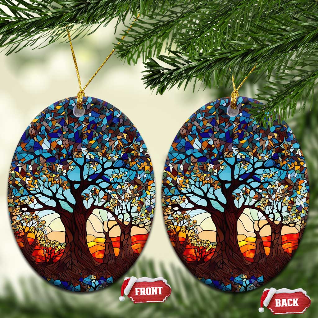 Touber Tree of Life Christmas Ornament Stained Glass Xmas Holiday Present Idea TS10