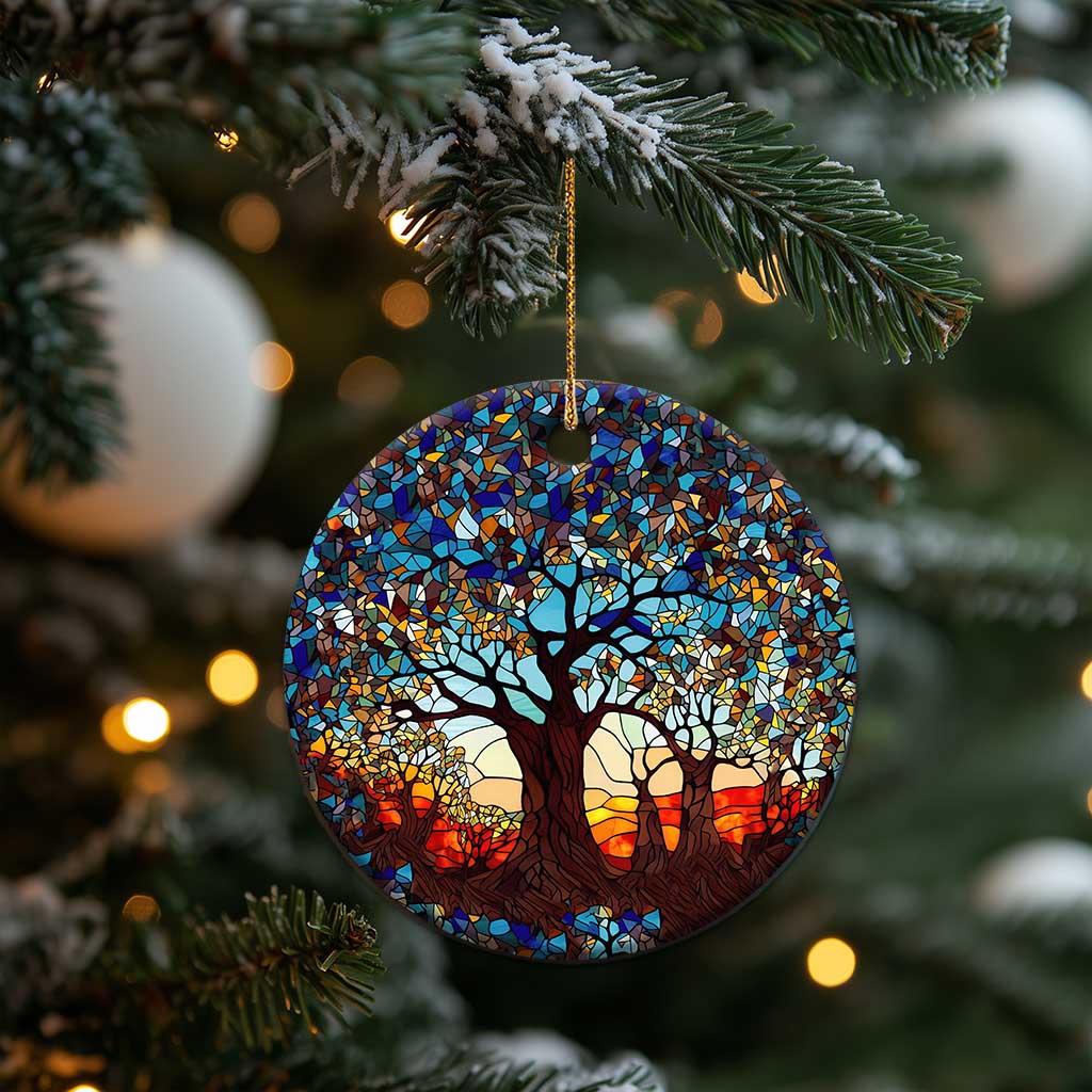 Touber Tree of Life Christmas Ornament Stained Glass Xmas Holiday Present Idea TS10