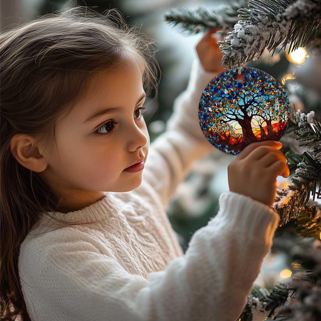 Touber Tree of Life Christmas Ornament Stained Glass Xmas Holiday Present Idea TS10