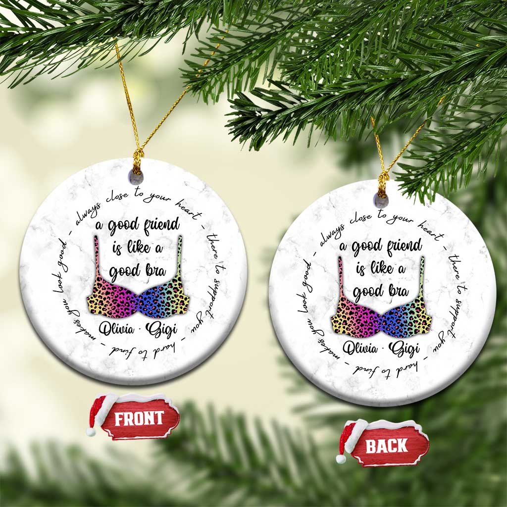 Personalized Besties Christmas Ornament Custom Name A Good Friend is Like a Good Bra Funny for Adults Coworkers TS10
