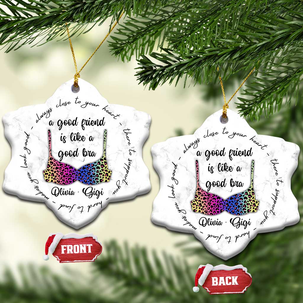 Personalized Besties Christmas Ornament Custom Name A Good Friend is Like a Good Bra Funny for Adults Coworkers TS10