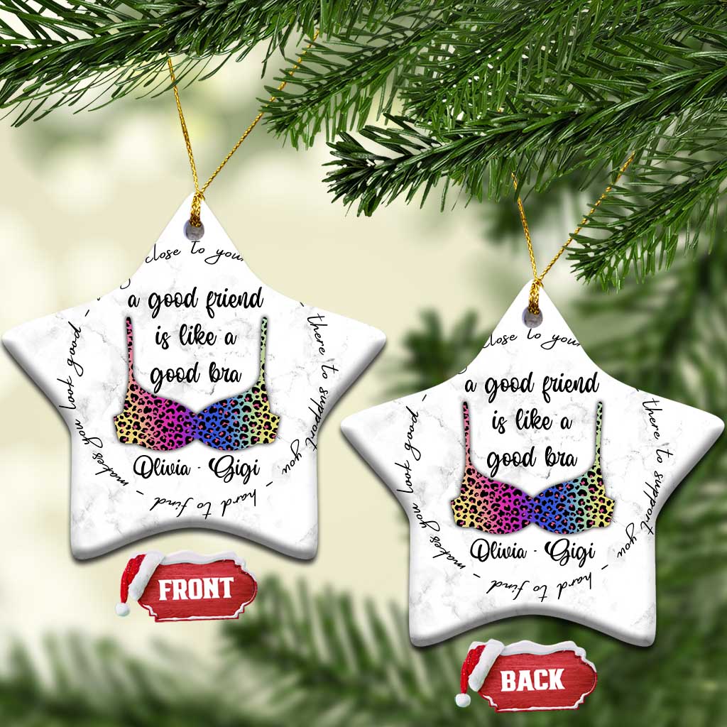 Personalized Besties Christmas Ornament Custom Name A Good Friend is Like a Good Bra Funny for Adults Coworkers TS10