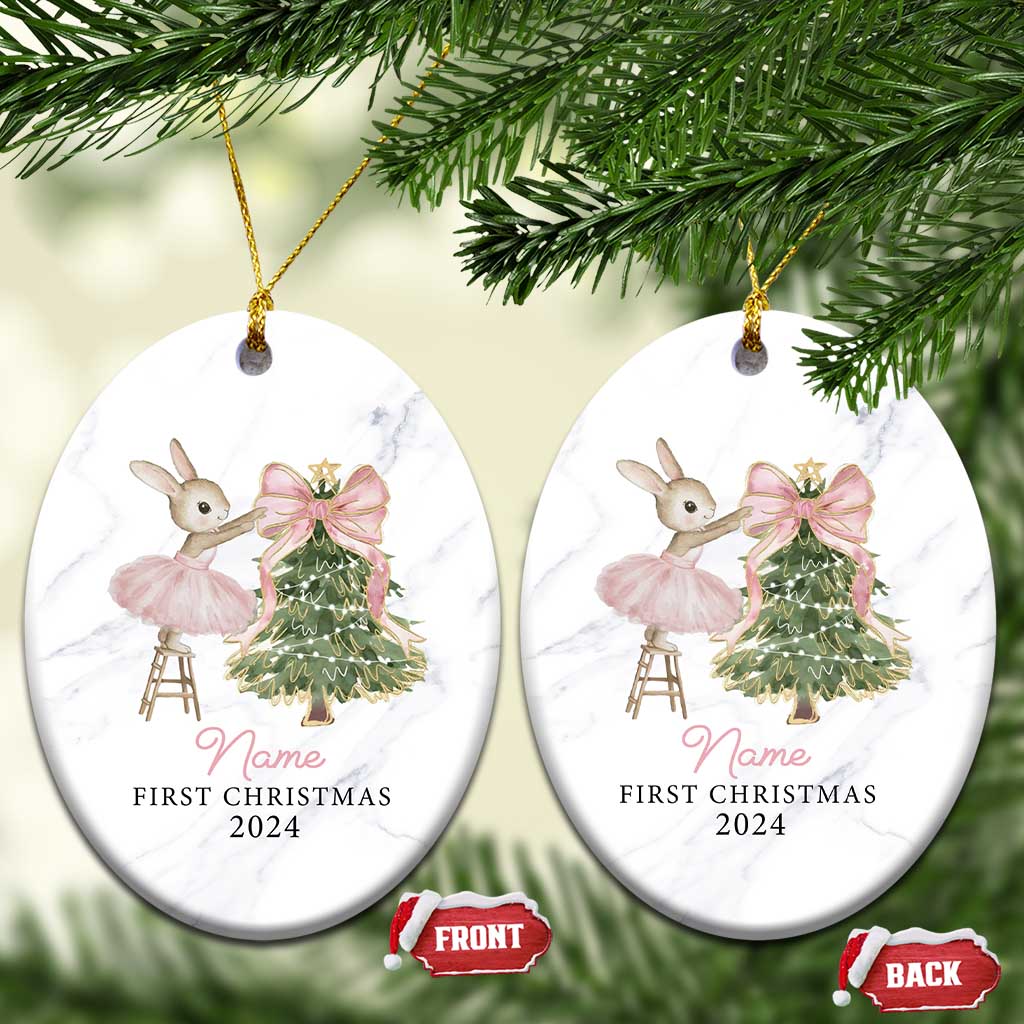 Personalized Baby First Christmas Ornament 2024 Custom Baby Girl Name TS10