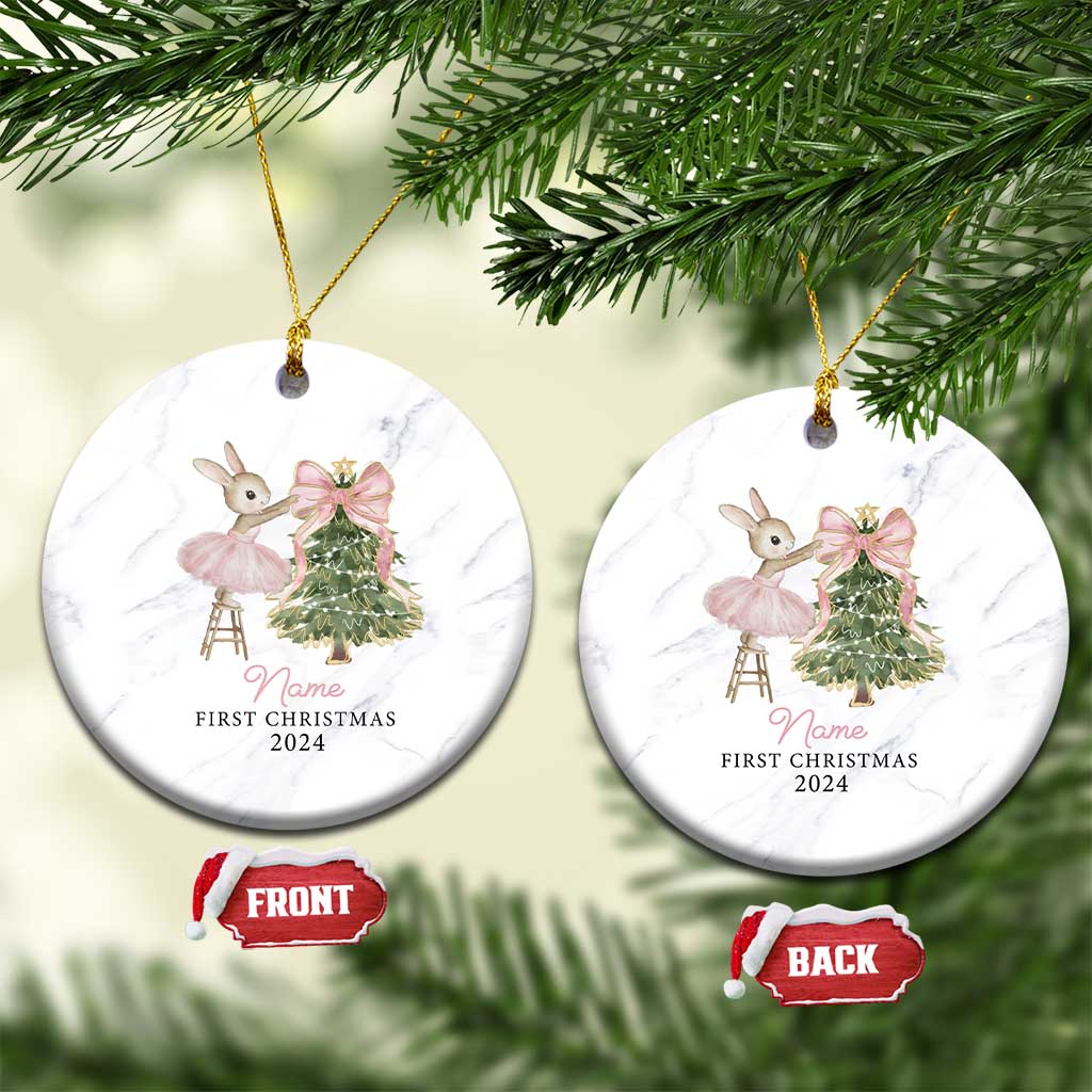 Personalized Baby First Christmas Ornament 2024 Custom Baby Girl Name TS10