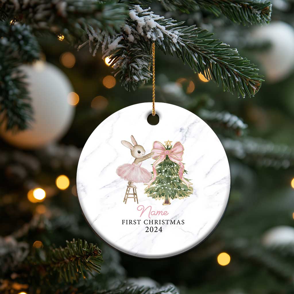 Personalized Baby First Christmas Ornament 2024 Custom Baby Girl Name TS10