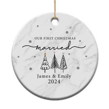 Personalized Mr Mrs Christmas Ornament Custom Name Our First Xmas Married Wedding Gift TS10