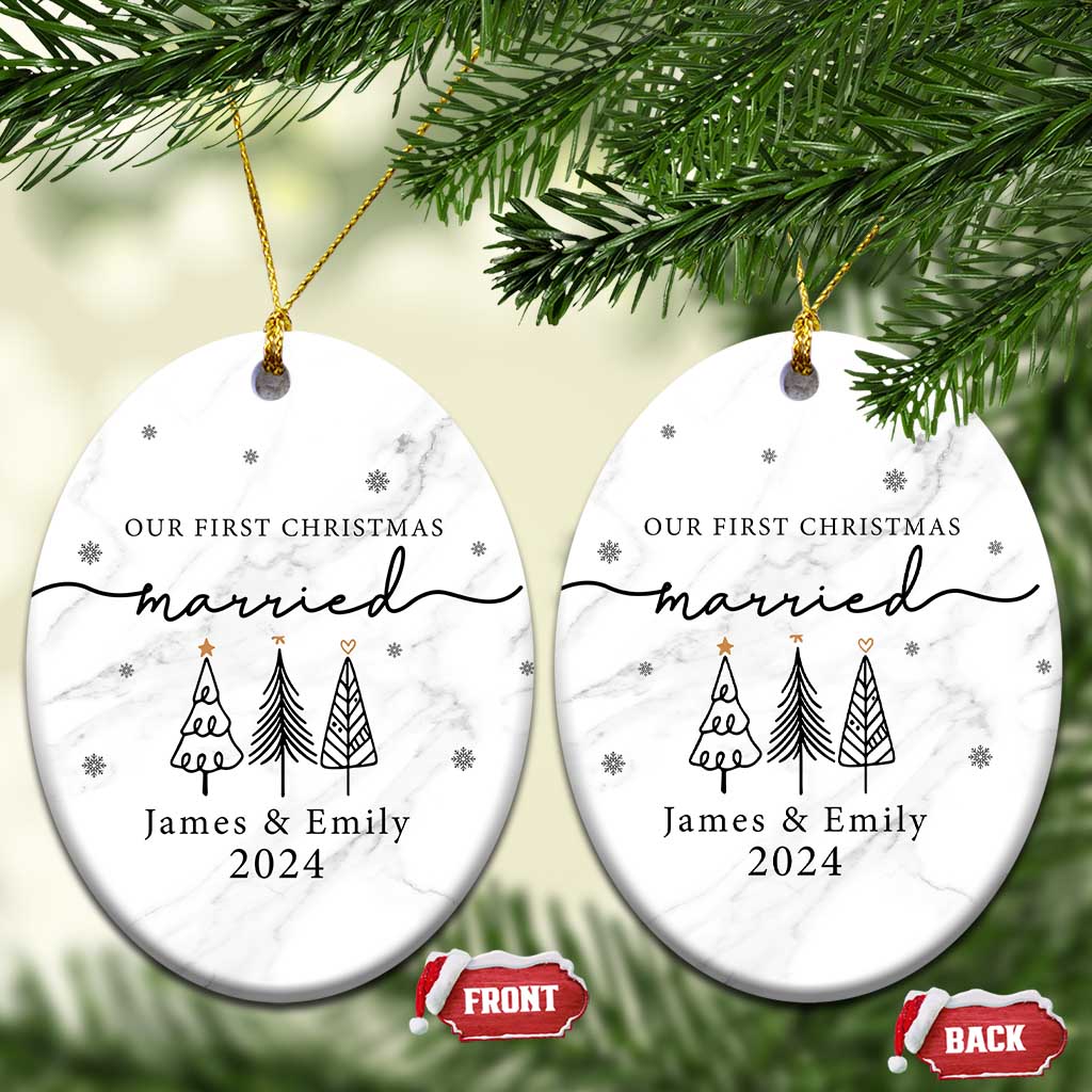 Personalized Mr Mrs Christmas Ornament Custom Name Our First Xmas Married Wedding Gift TS10